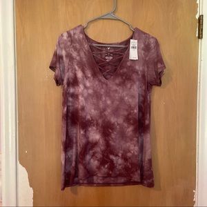 NWT American Eagle criss cross purple tie dye top